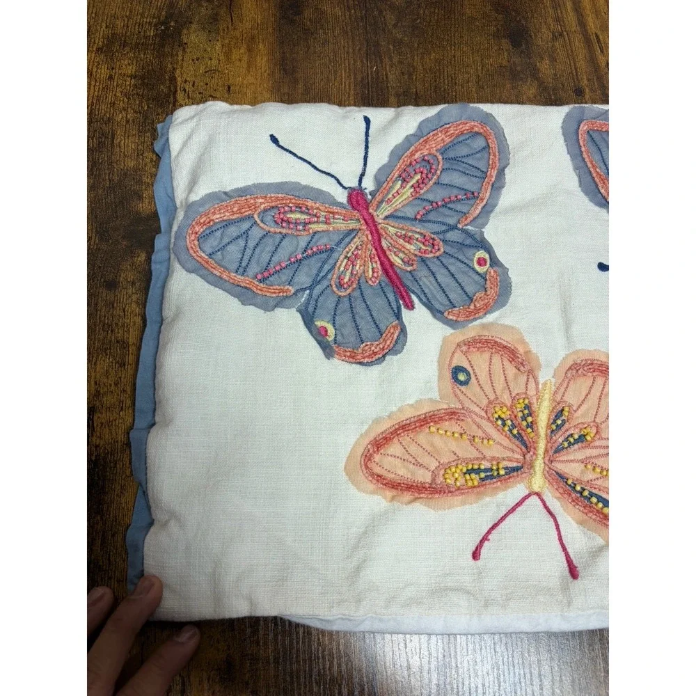 Pier 1 Embroidered Beaded Butterfly Pillow Cover Boho Decor Boho Fairy Whimsical